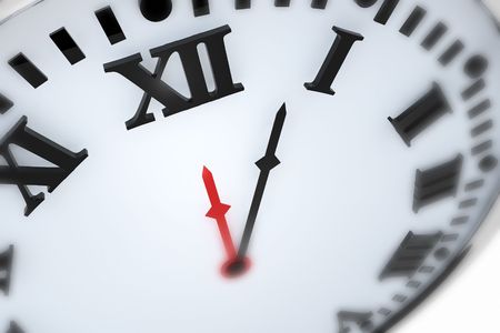 3D Clock with roman numerals with blurred effect