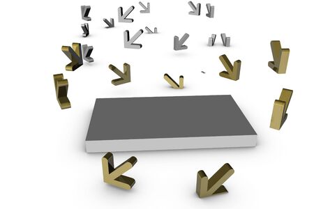 3dimensional arrows with silver sheetの写真素材