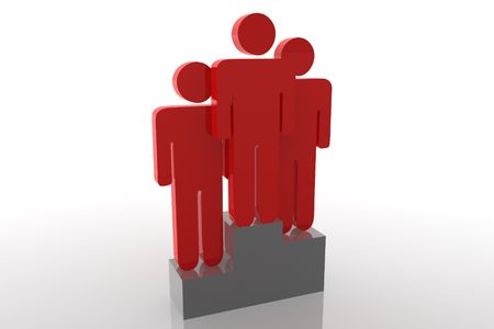 3D red charakters on Podiumの写真素材