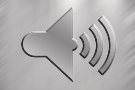 Loudspeaker smybol with grey backgroundの写真素材