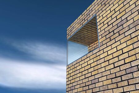 Architectur detail illustration rendered in 3d with clouds