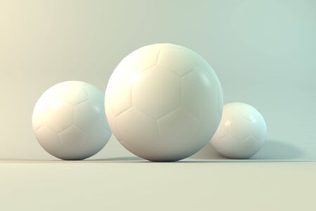 Three soccer ball in 3dの写真素材