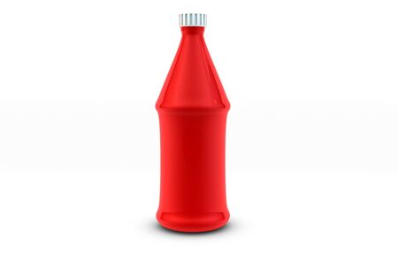 Ketchup plastic bottle on white background in 3dの写真素材