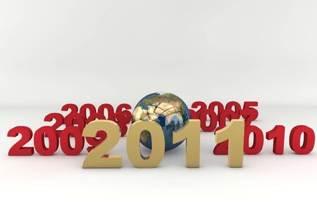 New Year with earth and ahead yearsの写真素材