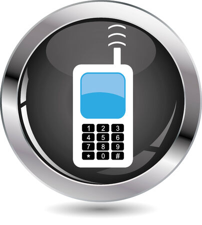 White phone on black web buttonのイラスト素材