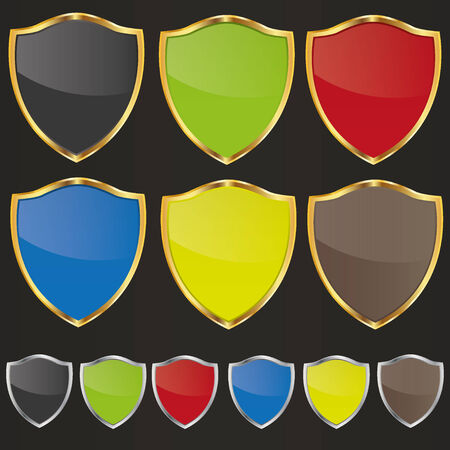  set of golden shieldのイラスト素材