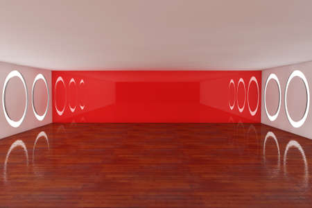 3d rendering red empty roomの写真素材