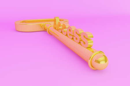 Three dimensional rendering access golden keyの写真素材
