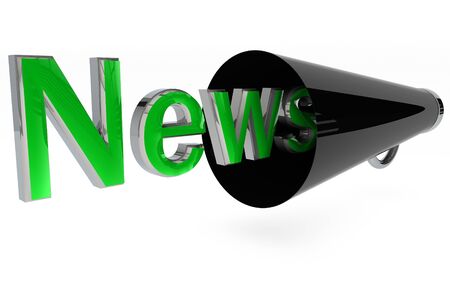 News word with a black megaphone on white backgroundの写真素材