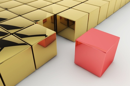 Leadership concept with cubes and a red cube on the frontの写真素材