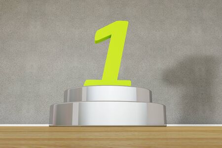 3d render of number one on a pedestalの写真素材