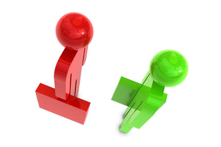 Two business character with briefcase on white backgroundの写真素材