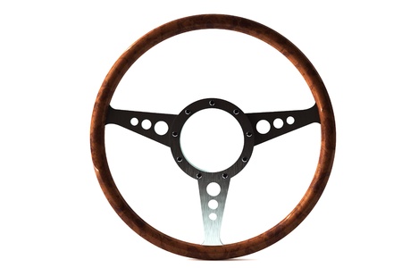 Old retro Steering wheel ioslated on white background