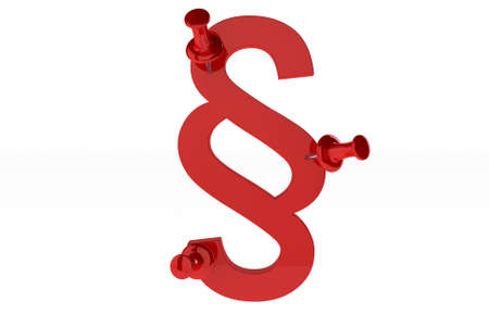 3d render of a paragraph symbol with thumbtack