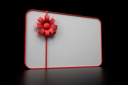 3d illustration of gift card over black backgroundの写真素材