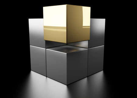 3d abstract background - Gold Cubeの写真素材