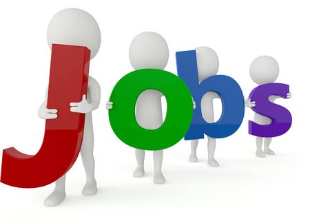 3d humanoid characters hold a job letter