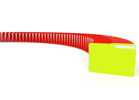 3d image of a green aned red file folder on whit