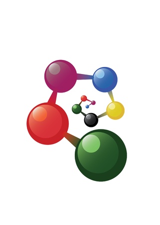 Spiral atom model on the white backgroundのイラスト素材