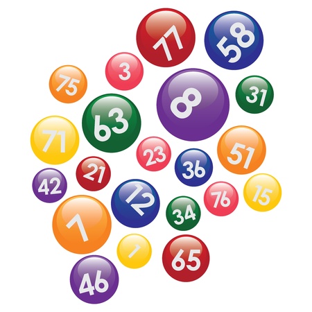 Coloured lottery balls with numbers on the white background.のイラスト素材