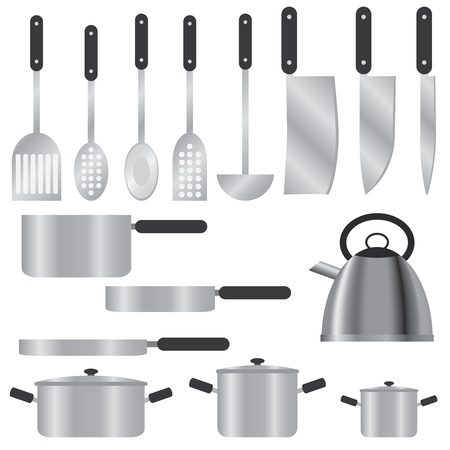 Set of kitchen utensils on the white background のイラスト素材