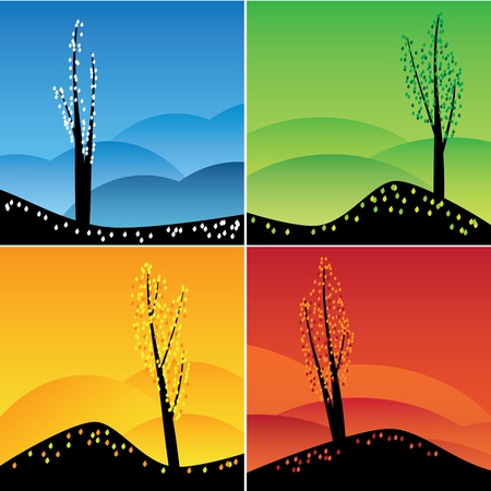Illustration of square images of four seasons.のイラスト素材