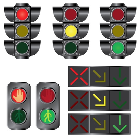 Set of various traffic lights on the white background.のイラスト素材