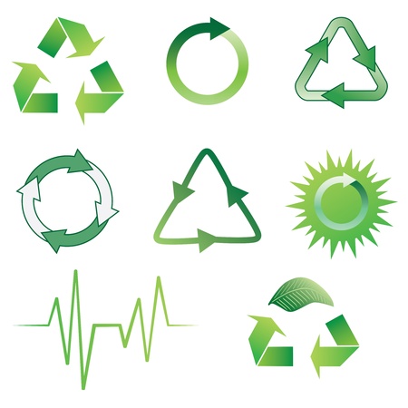 Set of green ecology icons on the white background.のイラスト素材