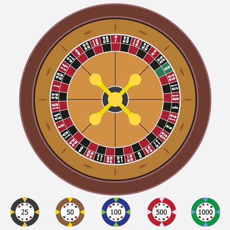 Roulette with chips on the white background.のイラスト素材