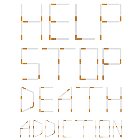 Words made from cigarettes on the white background.のイラスト素材