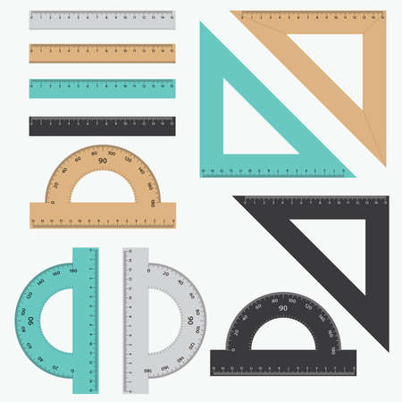 Set of various rulers on the white background.のイラスト素材