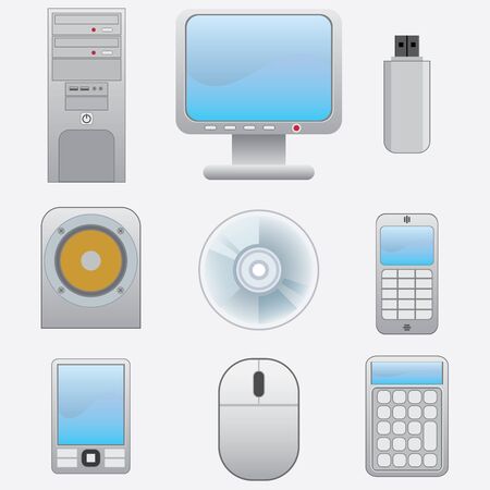 Set of electronic devices on the white background.のイラスト素材