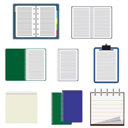 Set of paper notebooks on the white background.のイラスト素材