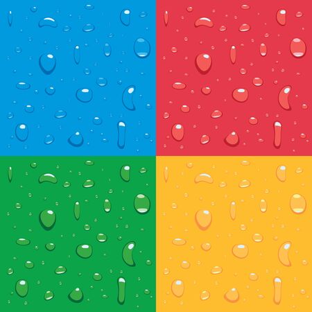 Four colored squares with groups of water drops.のイラスト素材
