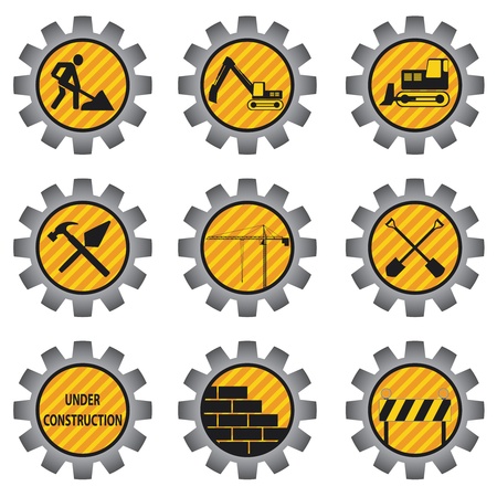 Set of icons with construction theme on the white background.のイラスト素材