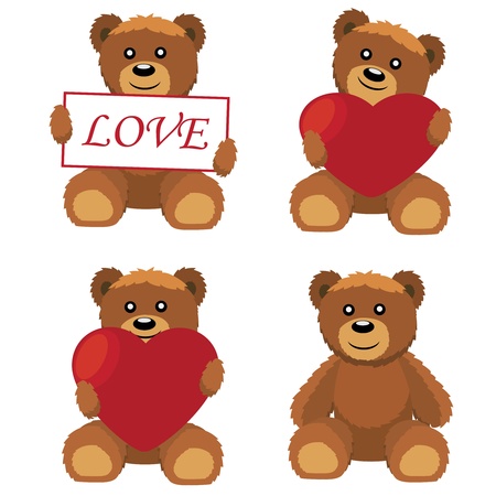 Set of toy bears on the white background.のイラスト素材