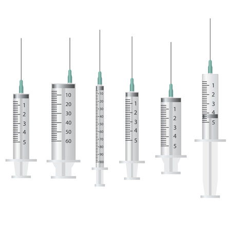 Set of empty syringes on the white background.のイラスト素材