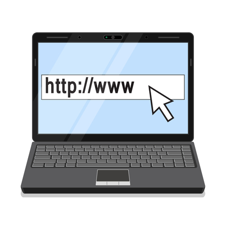 Laptop connected to internet on white background.のイラスト素材