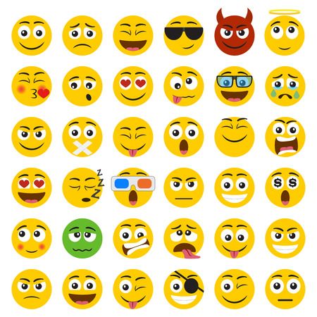 Set of Emoticons. Set of Emoji. Smile icons isolated on the white backgroundのイラスト素材