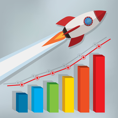 Business chart with a rocket going upのイラスト素材