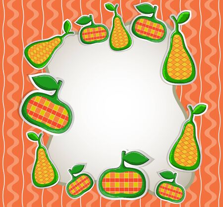 background with apples and pearsのイラスト素材