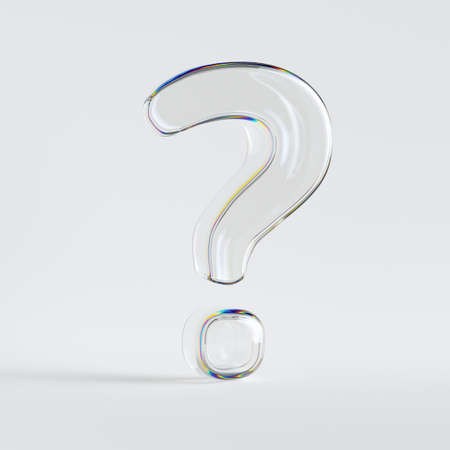3d render, clear glass question mark isolated on white background