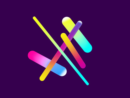 3d render, abstract colorful neon geometric shapes isolated on purple background