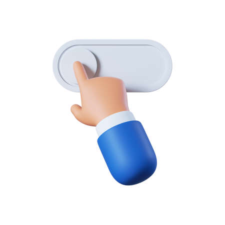3d render, cartoon character hand touches disabled slide bar icon isolated on white background