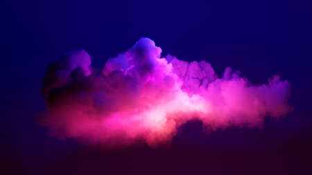 3d render, pink light inside the cloud, fantasy neon background