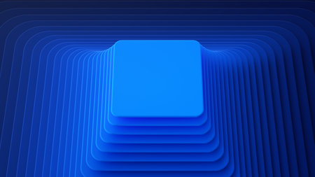 3d render, abstract minimalist blue background with square geometric shapesの写真素材