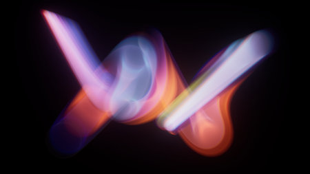 3d render, abstract background. A stunning wide-angle image of vibrant light waves and bokeh lights....
