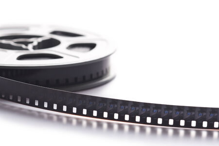 8mm film reel on white backgroundの写真素材