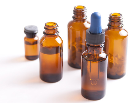 Medicine bottles on white backgroundの写真素材