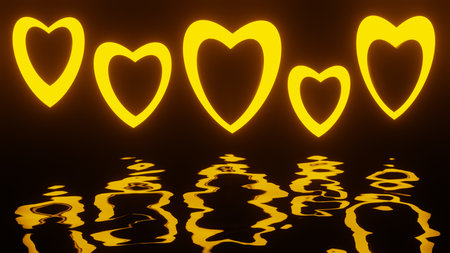 Hearts with Reflection Background. Valentines Day Concept.の写真素材